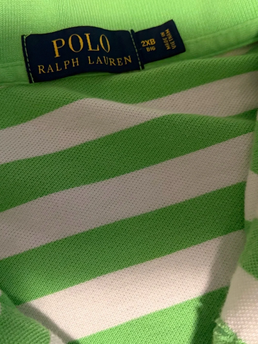 Ralph Lauren Men’s Green & White Striped Polo Shirt